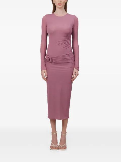 Anna ruched floral-appliqué midi dress by MAYGEL CORONEL
