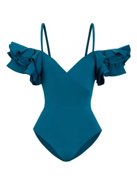 Blas ruffled swimsuit by MAYGEL CORONEL