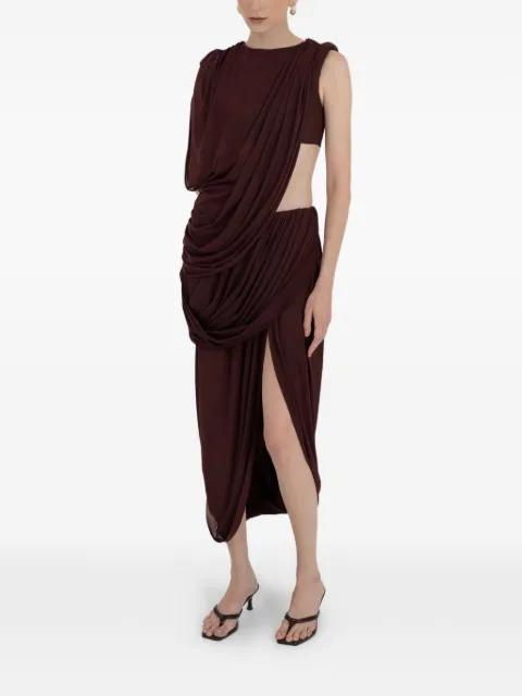 Guerrero draped asymmetric dress by MAYGEL CORONEL