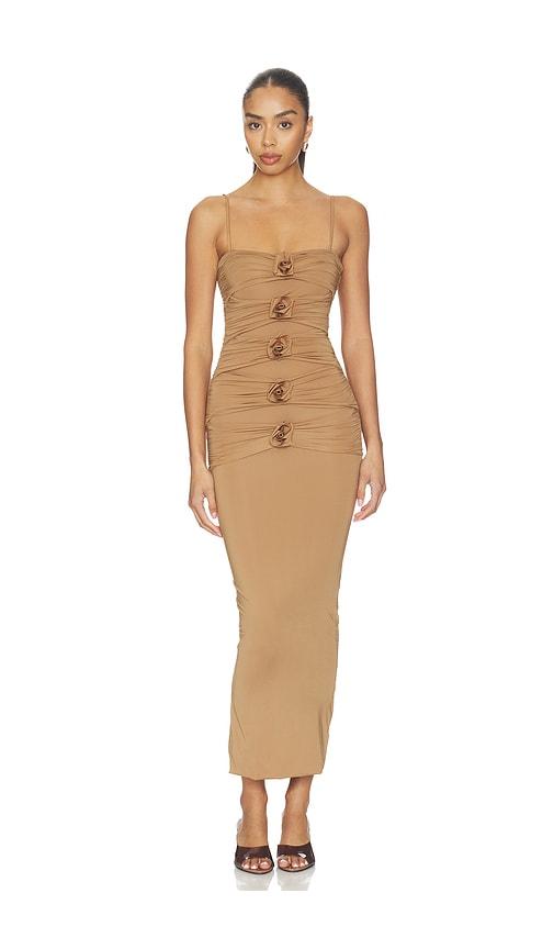 Maygel Coronel Susurro Dress in Tan by MAYGEL CORONEL