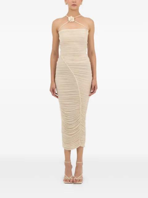 Muralla flower-detail ruched dress by MAYGEL CORONEL