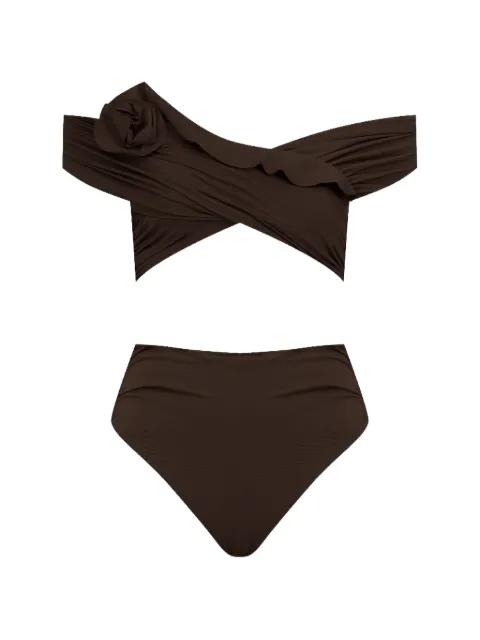 Rosy floral-detail off-shoulder bikini set by MAYGEL CORONEL