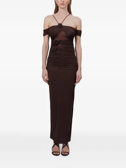 ruched floral-detail midi dress by MAYGEL CORONEL