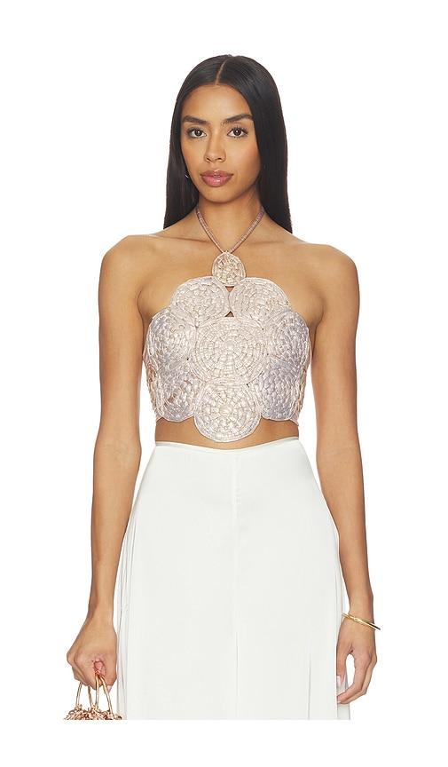 Mayle Vasquez El Sol Top in Metallic Gold by MAYLE VASQUEZ