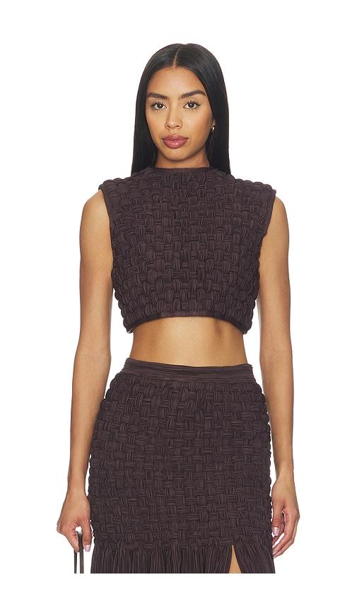 Mayle Vasquez Taino Top in Brown by MAYLE VASQUEZ