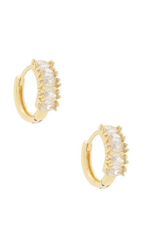 Mazin Jewels Baguette Hoop Earrings in Metallic Gold by MAZIN JEWELS