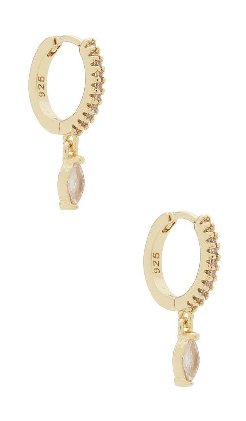 Mazin Jewels Marquise Huggies Earring in Metallic Gold by MAZIN JEWELS