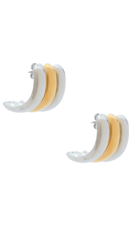 Mazin Jewels Maya Earrings in Metallic Silver,Metallic Gold by MAZIN JEWELS