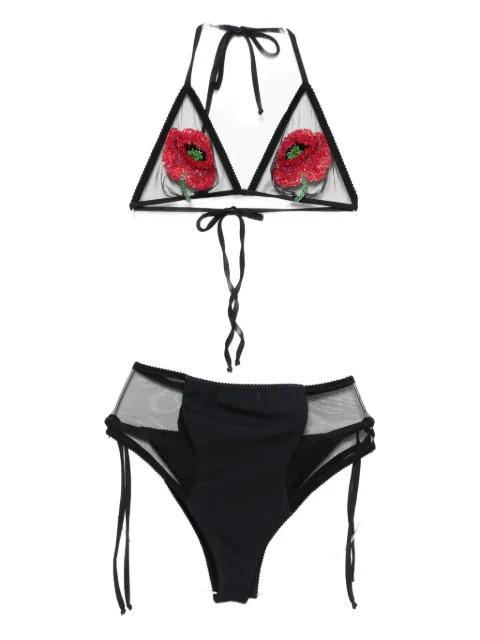 beaded-flower swimsuit by MAZZEI