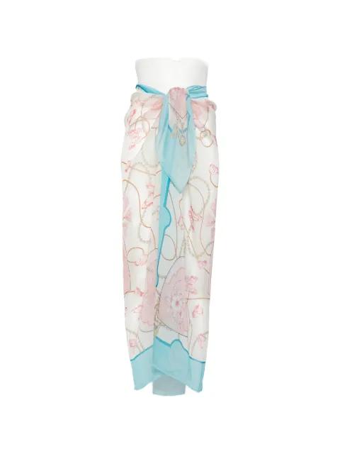 butterfly-print tassel-detail sarong by MAZZEI