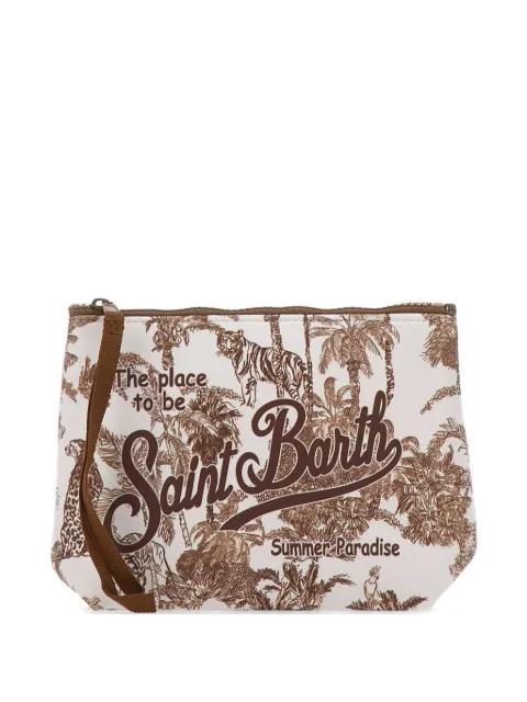 Aline jungle-print logo clutch bag by MC2 SAINT BARTH