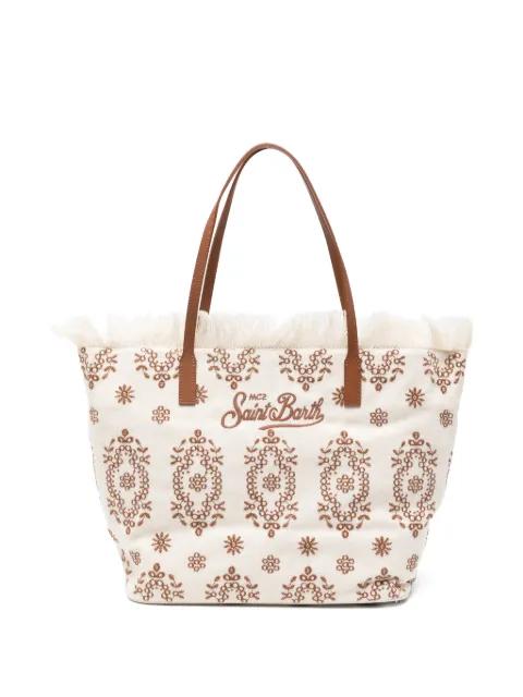 City embroidered fringe tote bag by MC2 SAINT BARTH