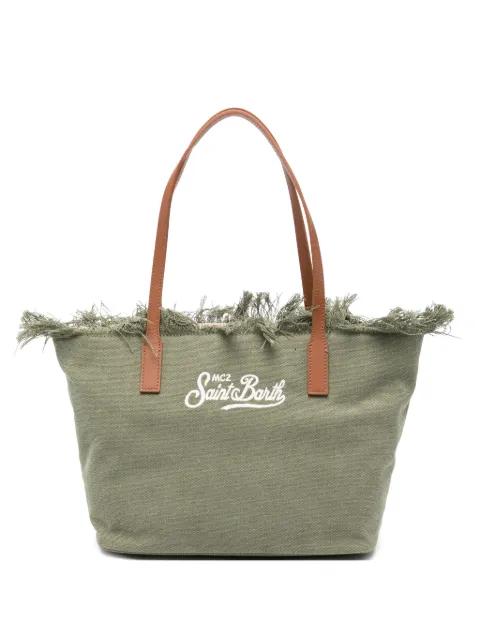 City embroidered fringed tote bag by MC2 SAINT BARTH