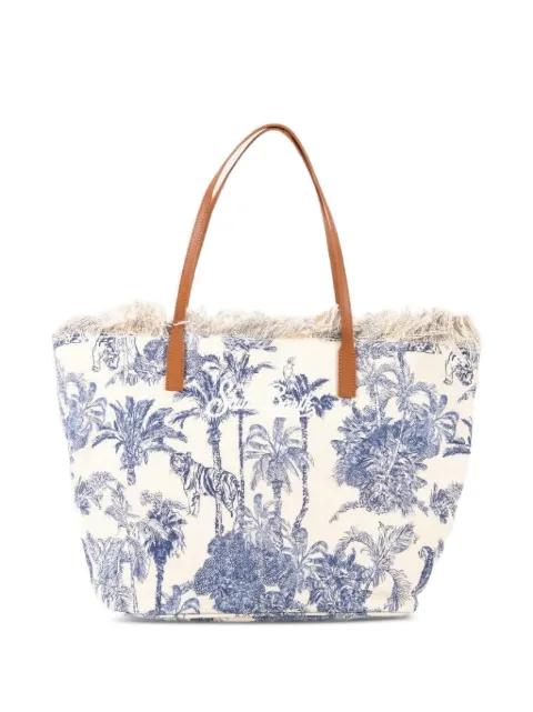 City fringed jungle-print tote bag by MC2 SAINT BARTH