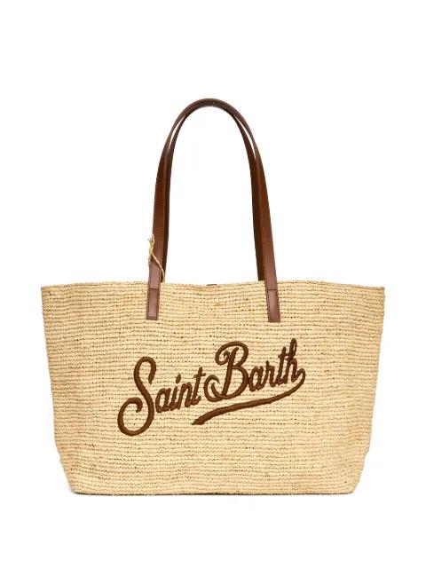 City logo-embroidered raffia tote bag by MC2 SAINT BARTH