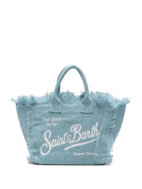Colette Linen fringed logo-print tote bag by MC2 SAINT BARTH