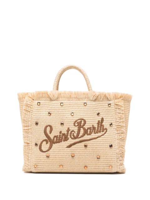 Colette crystal-embellished frayed tote bag by MC2 SAINT BARTH
