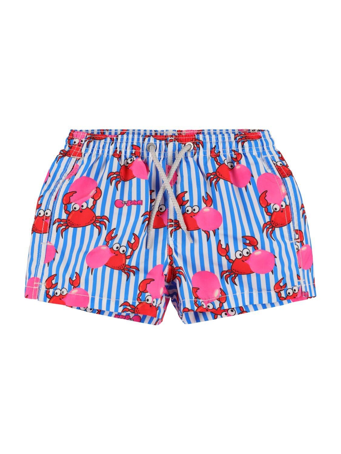 Crab Print Nylon Swim Shorts by MC2 SAINT BARTH