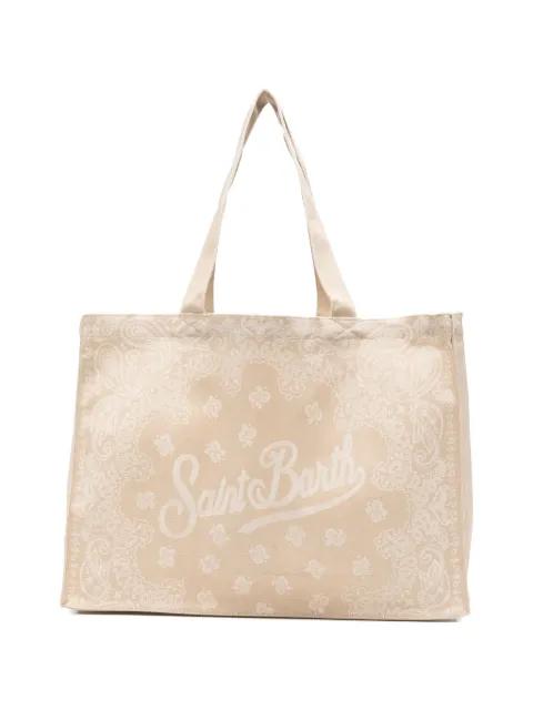 Essential paisley-print logo-script beach bag by MC2 SAINT BARTH