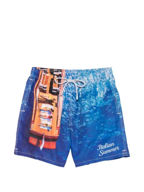 Gustavia boat-print drawstring-waist swim shorts by MC2 SAINT BARTH