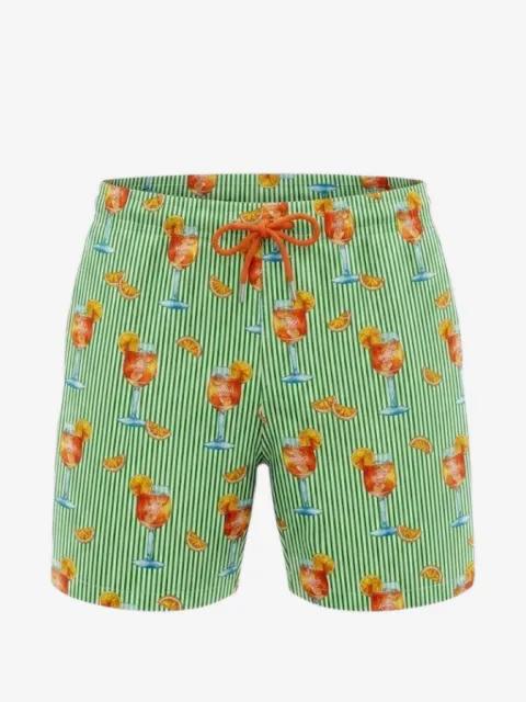Gustavia cocktail-print striped swim shorts by MC2 SAINT BARTH