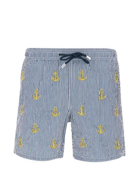 Gustavia striped anchor-embroidered swim shorts by MC2 SAINT BARTH