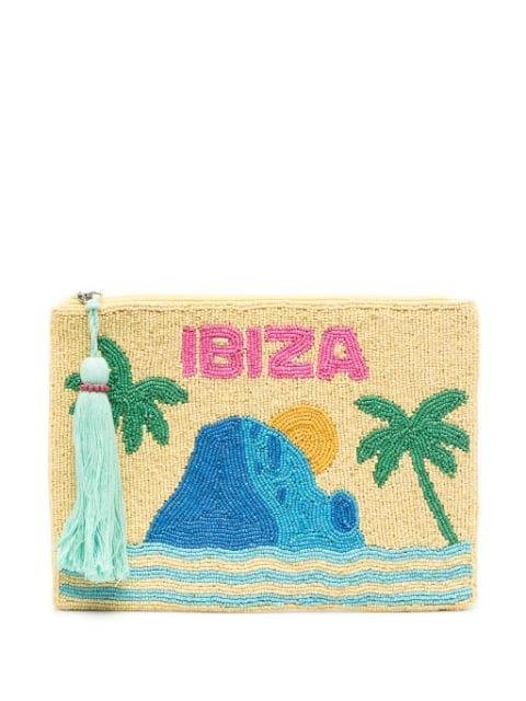 Ibiza-motif beaded clutch bag by MC2 SAINT BARTH