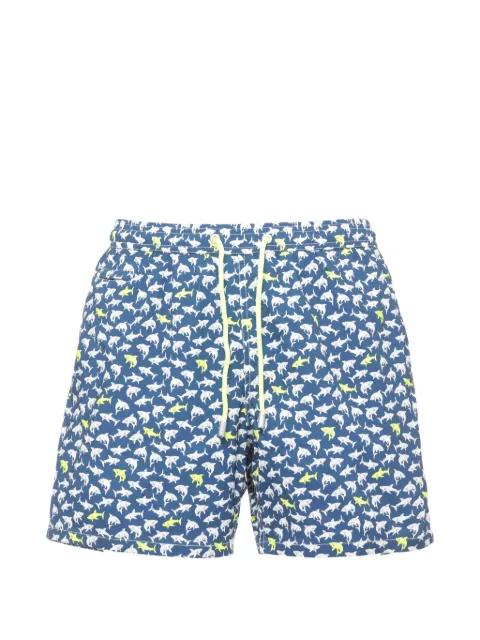 Jean Lighting Micro shark-print drawstring swim shorts by MC2 SAINT BARTH