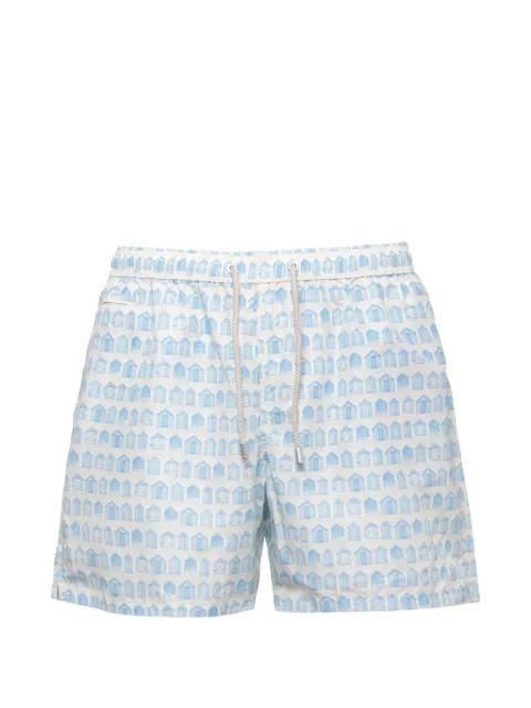 Lighting beach-hut print swim shorts by MC2 SAINT BARTH