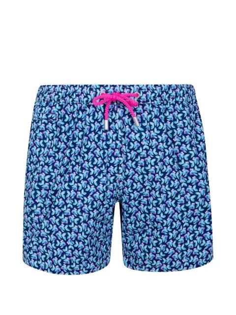Lighting fish-print drawstring swim shorts by MC2 SAINT BARTH
