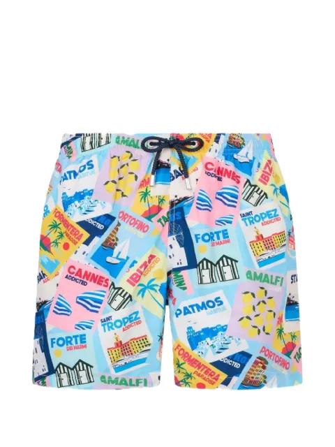 Lighting postcard-print swim shorts by MC2 SAINT BARTH