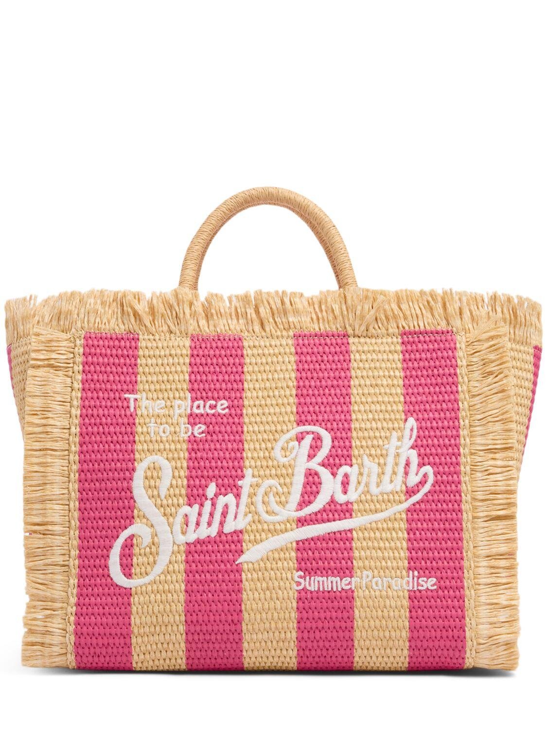 Logo Embroidery Straw Handbag by MC2 SAINT BARTH
