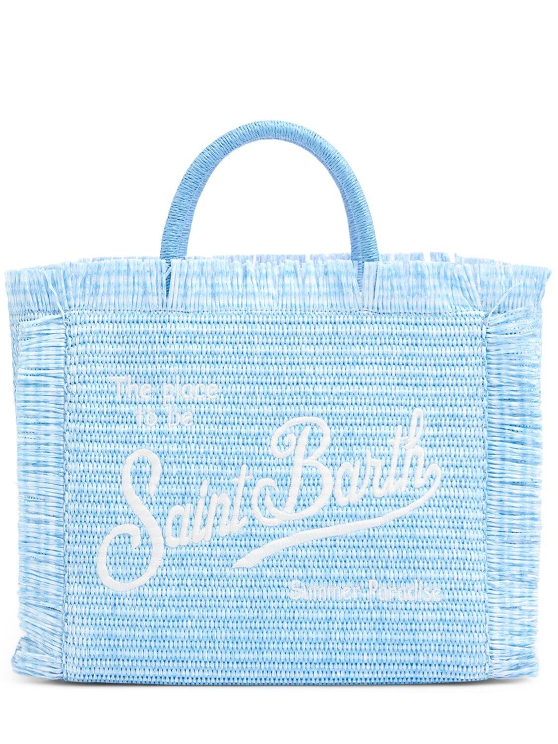 Logo Embroidery Straw Handbag by MC2 SAINT BARTH