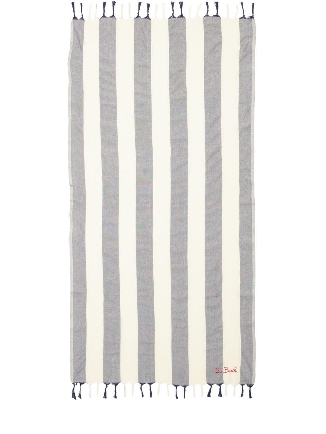 Logo Striped Cotton Towel by MC2 SAINT BARTH