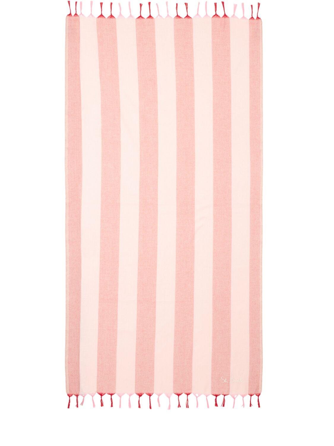Logo Striped Cotton Towel by MC2 SAINT BARTH