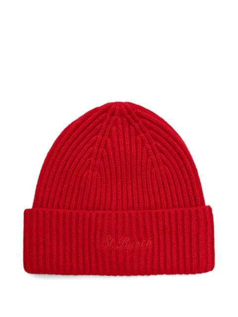 Moss ribbed-knit embroidered beanie hat by MC2 SAINT BARTH