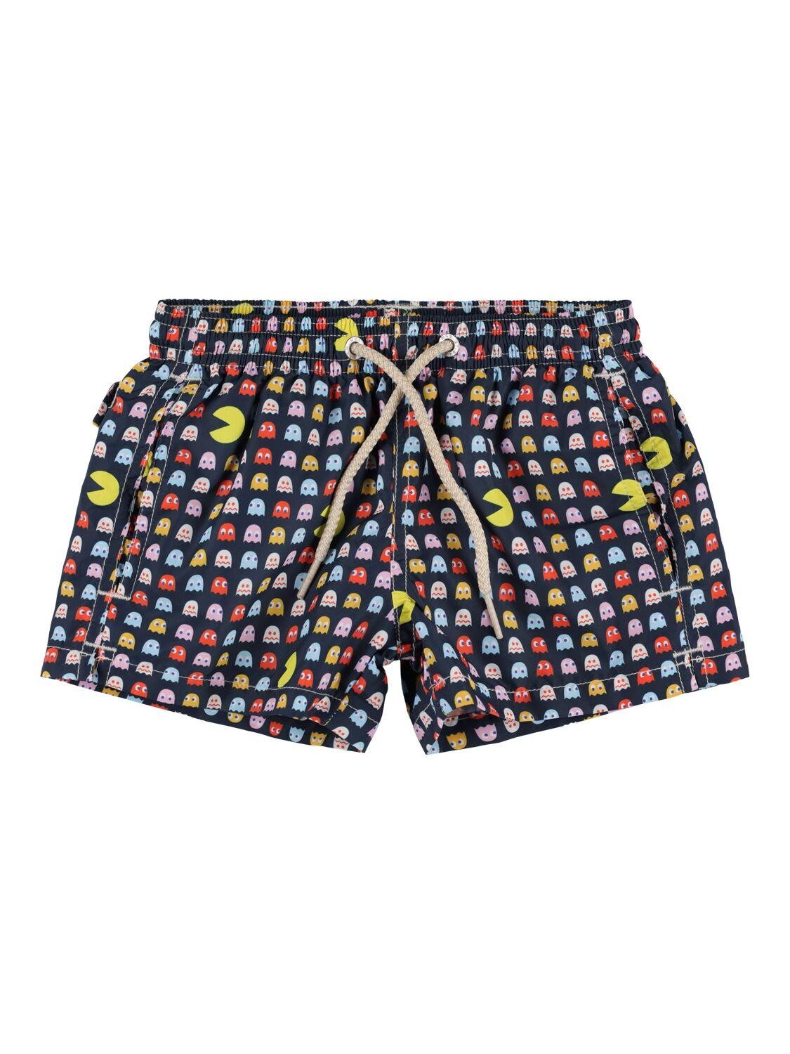 Pac Man Print Nylon Swim Shorts by MC2 SAINT BARTH
