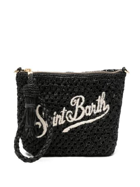 Raffia Pouch embroidered-logo clutch bag by MC2 SAINT BARTH