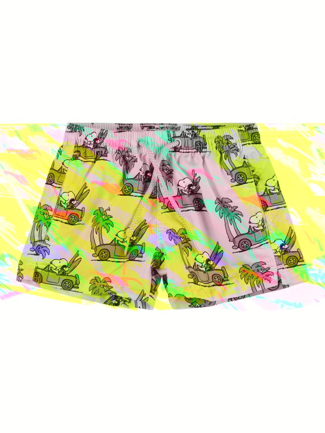Snoopy Print Nylon Swim Shorts by MC2 SAINT BARTH