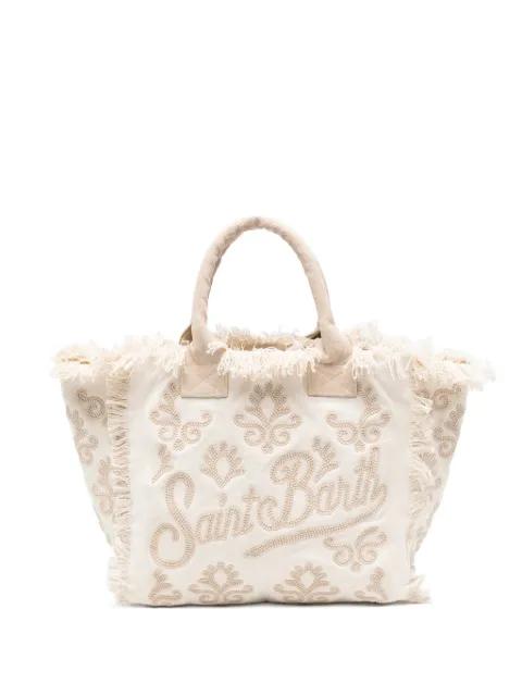Vanity Rug embroidered frayed tote bag by MC2 SAINT BARTH