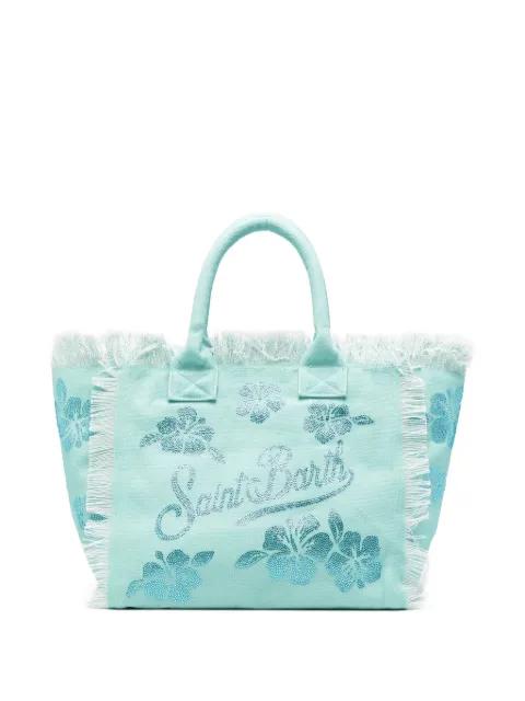 Vanity beaded-floral tote bag by MC2 SAINT BARTH