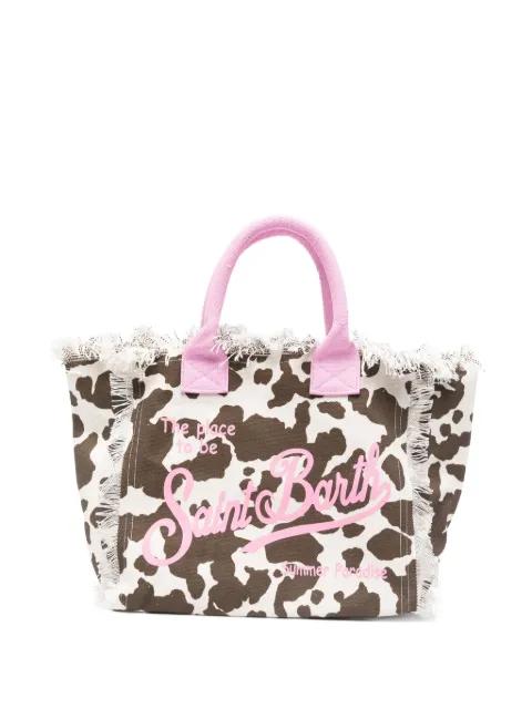 Vanity cow-print frayed tote bag by MC2 SAINT BARTH