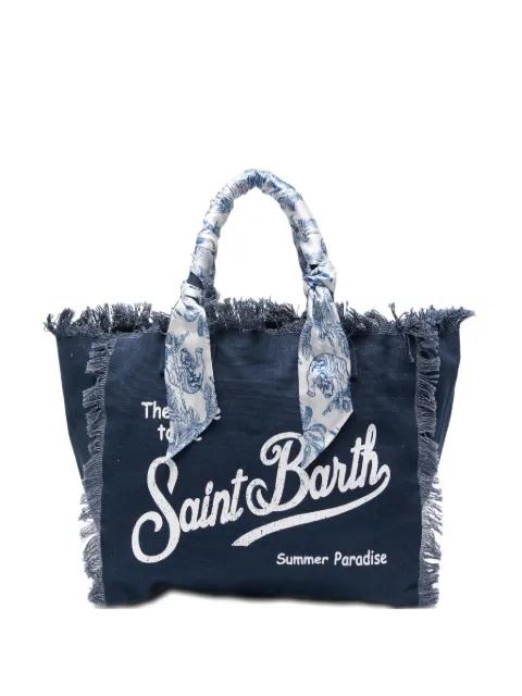Vanity foulard-wrapped fringed beach bag by MC2 SAINT BARTH