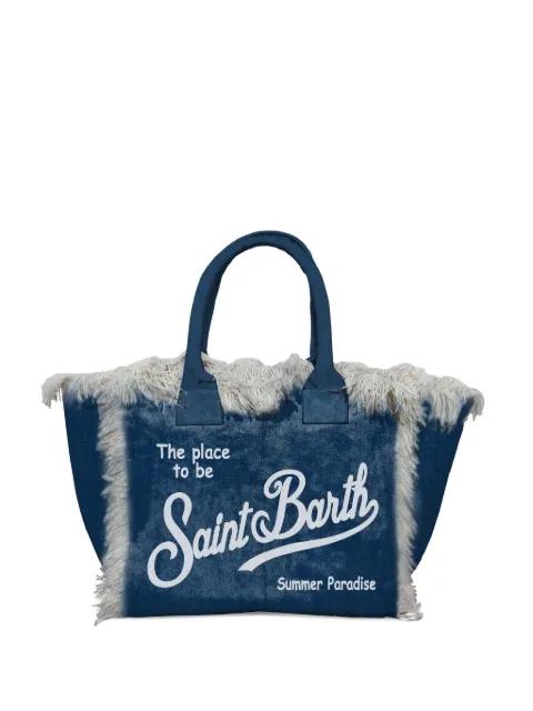 Vanity fringed denim tote bag by MC2 SAINT BARTH