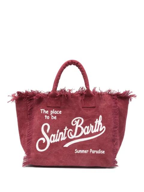 Vanity fringed logo-print tote bag by MC2 SAINT BARTH