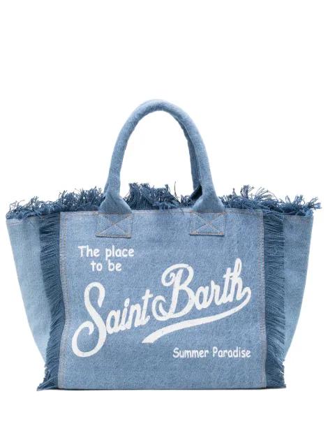 Vanity fringed logo-print tote bag by MC2 SAINT BARTH