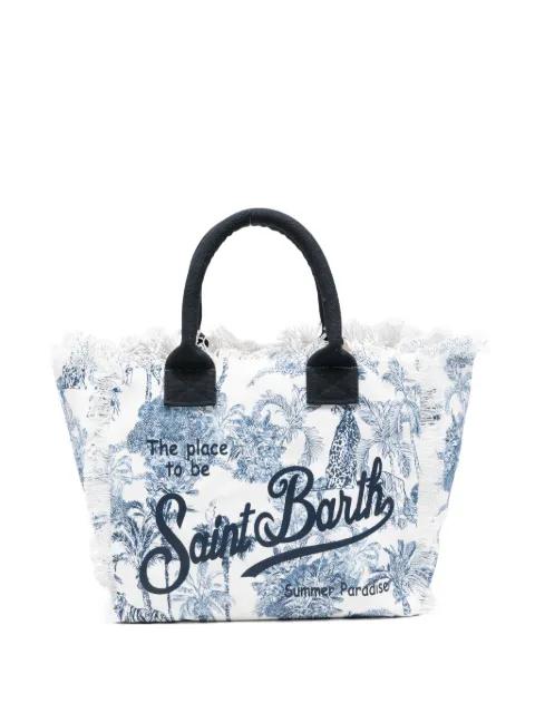 Vanity jungle-print frayed-edges tote bag by MC2 SAINT BARTH