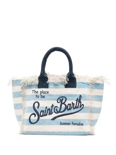 Vanity striped fringe tote bag by MC2 SAINT BARTH