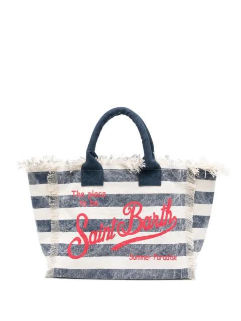 Vanity striped fringed tote bag by MC2 SAINT BARTH