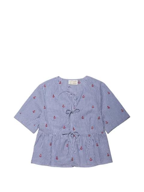 anchor-embroidered striped blouse by MC2 SAINT BARTH